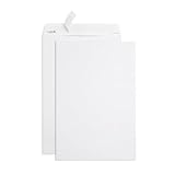 Blue Summit 50 White Catalog Envelopes - 28lb - 10 x 15 inch - Security Tinted, Strong Self Seal