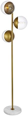 Eclipse 3-Light Floor Lamp in Brass & Clear