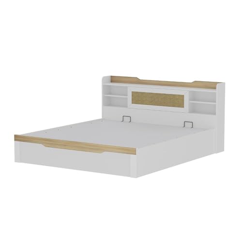 Image of Wakefit Bed | 3 Yr Warranty | King Size Bed, Comes with Hydraulic Storage, Noise-Free, Density: 680-750 kg /m, Termite & Borer Resistant, Fits Mattresses Up to 8 inches (Halos 78 x 72 - Frosty White)