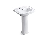 KOHLER K-2359-8-0 Archer Pedestal Bathroom Sink with 8-Inch Centers, White