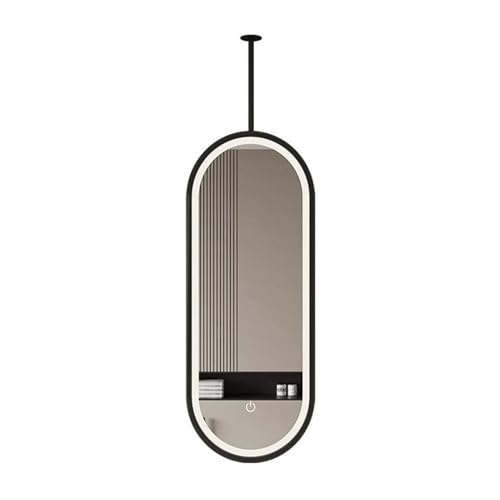 Espejo de baño con luz LED integrado, marco metálico y control táctil para pared de dormitorio