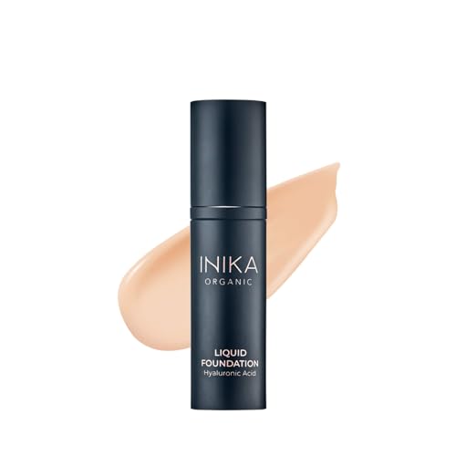 INIKA Organic Full Coverage Liquid Foundation Makeup with Hyaluronic Acid and Argan Oil