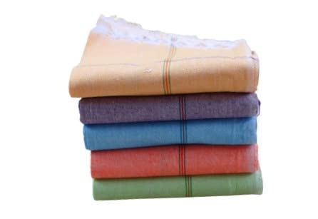 Handloom Cotton Men's Plane Handkerchiefs (Pack of 10, Stripes Pr...