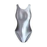 MJINM 超光沢ハイレグ Xバック シェイプ ボディレオタード 競泳水着 レオタード スパンデックス カラフル 高弾力 スポーツ ルームウェア用 コスプレ衣装(グレー、XXL)