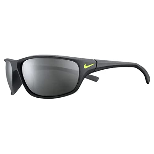 Nike Rabid Rectangular Sunglasses, Matte Black/Volt, 63 mm2