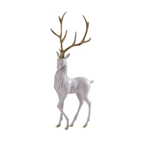 MagiDeal Statue de cerf en forme d', ornement de bureau, Sculpture animale pour centre de Table, étagère d'entrée, salon, cadeau de pendaison de, Blanc...
