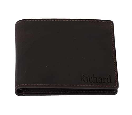 Generic, Personalized Wallet for Men, Dark Brown, Full-Grain Leather, RFID-Blocking, 11 Card Slots, Custom Gifts for Fathers Day
