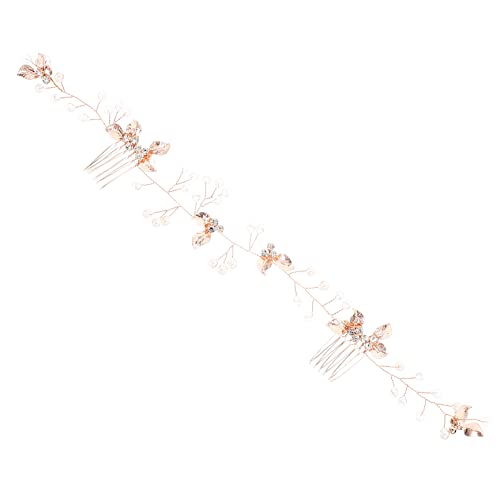 Generic ツイストフラワーアレンジメント ヘアコーム ゴールド ? 結婚式用ブライダルアクセサリー ダブルコーム設計でしっかり固定 (ローズゴールド)