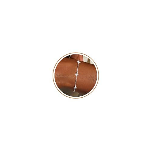 ZHESHY Bracelet Femme Argent 925 Or 14k Plaqué Or Réglable Bracelets Avec Trefle à 4 Feuilles Croix Chretienne Coeur Zircon Cubique Bracelets Amitié...