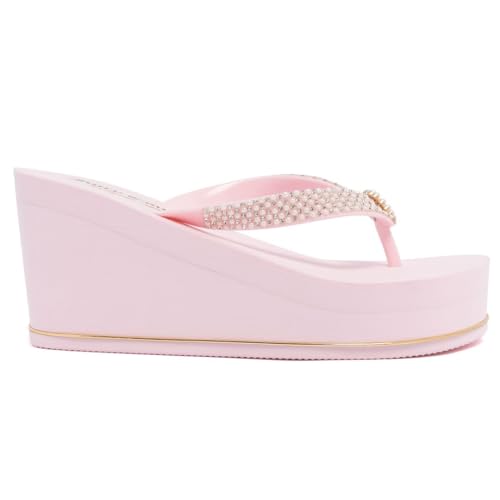 Image of Juicy Couture Women's Wedge Platform Flip Flops, Fashion Beach Sandals with Soft Footbed and Thong Style