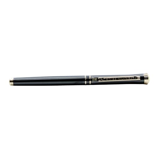 Image of SWISS MILITARY INNOVA Smooth Writing Metal Body Roller Pen with 0.7mm NSTC Blue Poly Jotter Refill, 2000-2200m Writing Length, Best Gift Men & Women, Professional, Executive Office- Body GUN Metal