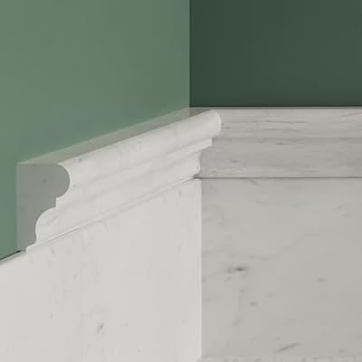 Diflart Carrara White Marble 2X 12 Inch Chair Rail Trim Molding Bullnose Edge Honed for Bathroom Kitchen Shower Livingroom Walls Pack of 10 Pcs