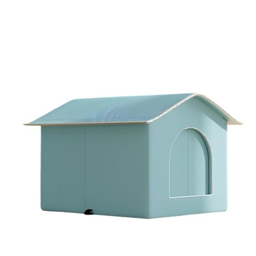 ペットハウス 犬小屋 猫ハウス ペットベッド ペット暑さ対策 屋外対応 屋内兼用 夏冬兼用 折りたたみ式 保温・保冷 組立簡単 軽量 おしゃれ ペット用品 小型犬 中型犬 猫用(Blue,アースオレンジ-幅80 cm)