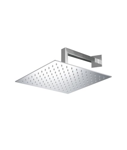  Keller Taps Soffioni Doccia quandri ultrapiatti con Braccio da 350 mm Quadrato. Prime Quadrato - Inox 15025