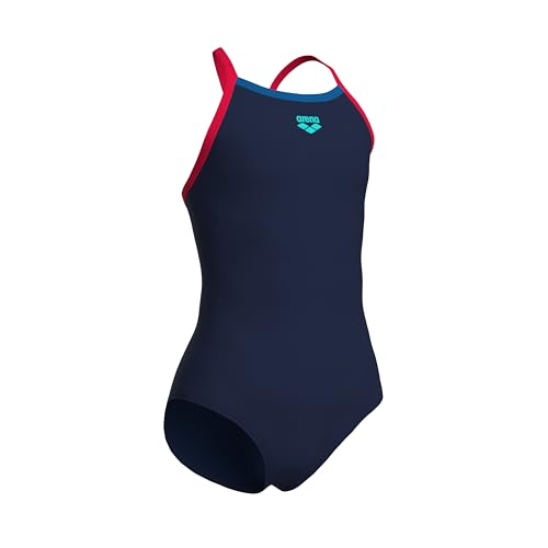 Image of Arena Girls' Feel Solid Light Drop Back Swimsuit Thin Straps Stretchy One Piece Kids Bathing Suit