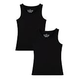 Huata Girls Tank Top 2 Packs Racerback Sleeveless Dance Athletic Shirt for Kids(Black,7)