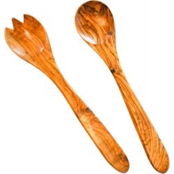 Olivethique Couverts à Salade en Bois d'olivier Faits à la Main 30 cm