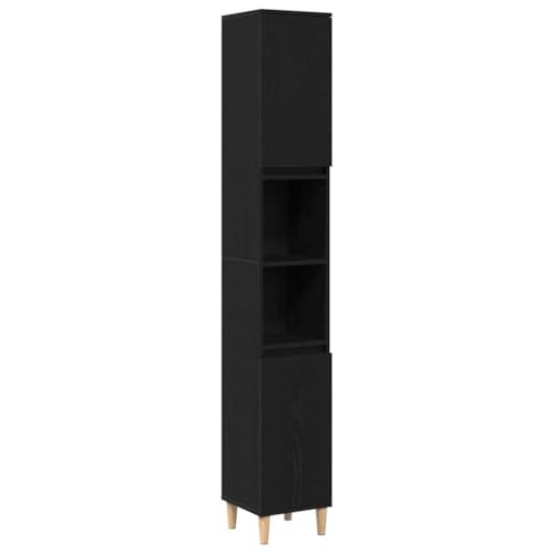 vidaXL Armario de baño Negro Roble 30 x 30 x 190 cm de Madera Engineered. Organizador de Espacio de Almacenamiento Alto para Mueble de Vanity, diseño Moderno y Funcional.