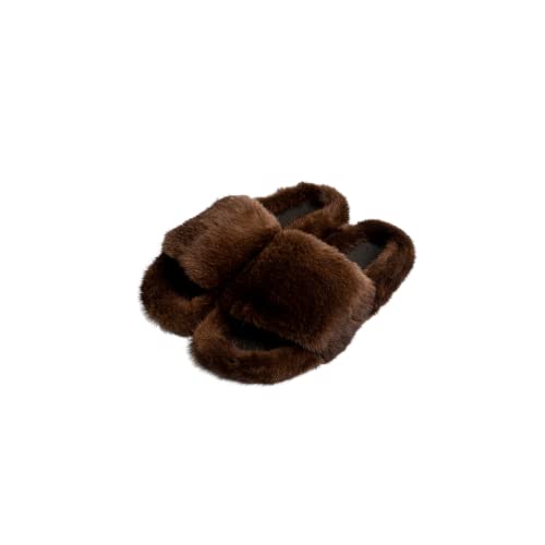 Ciabatte slipper in Vera Pelliccia di Visone | Art. Miami | Ciabatte con bordo in pelo di visone e pianta in gomma 100% MADE IN ITALY sezione Luxury Cammello Taglia 38