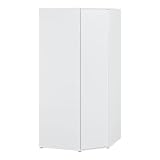Forte LISSON Eckkleiderschrank 100, modern minimalistischer Schrank, 1 türig, Einlegeböden, Kleiderstange, Holzwerkstoff, Weiß, 92,2 cm breit x 193,7 cm hoch x 92,2 cm tief