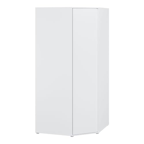 Forte LISSON Eckkleiderschrank 100, modern-minimalistischer Schrank, 1-türig, Einlegeböden, Kleiderstange, Holzwerkstoff, Weiß, 92,2 cm breit x 193,7 cm hoch x 92,2 cm tief Forte LISSON Eckkleiderschrank 100, modern-minimalistischer Schrank, 1-türig, Einlegeböden, Kleiderstange, Holzwerkstoff, Weiß, 92,2 cm breit x 193,7 cm hoch x 92,2 cm tief
