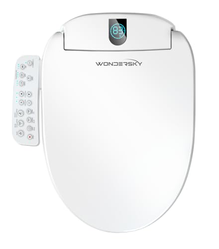 WONDERSKY Elongated Bidet Toilet Seat, Smart Heated Toilet Seat with Warm Water and Dryer, Soft Close Bidet Seat with Adjustable Temperature, Stainless Steel Nozzle