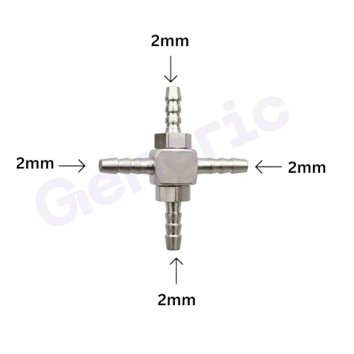 Image of Dental Chair Parts 2mm 4-Way Joint (Pack of 3) | Brass Connector for Dental Unit Water Pipe | Durable & Lightweight