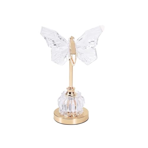 Lámpara de Mesa Lámpara de mesa de cristal de mariposa Lámpara de mesa de cristal con control de botón Lámpara de mesa de cristal Lámpara de noche for dormitorio y sala de estar de niñas Lámpara de ca