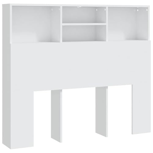 vidaXL Mueble Cabecero Armario de Cama con Almacenaje Pared Dormitorio Estantería Habitación Libros Decoraciones Blanco 120x19x103,5 cm