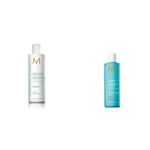 Duo shampooing et après-shampooing hydratants Moroccanoil routine douche été