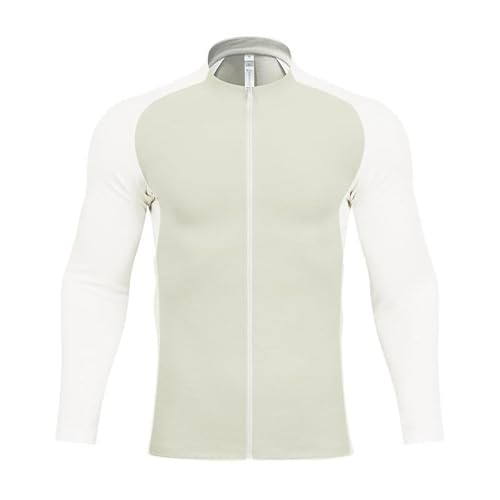 2025 - Moda Deportiva y Casual Hombre Punto Manga Larga con Cremallera Hombres Negros Talla 60, caqui, S