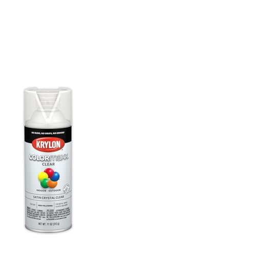 Image of Krylon K05562007 COLORmaxx Acrylic Clear Finish for Indoor /Outdoor Use, Satin Crystal Clear , 11 Ounce (Pack of 1)