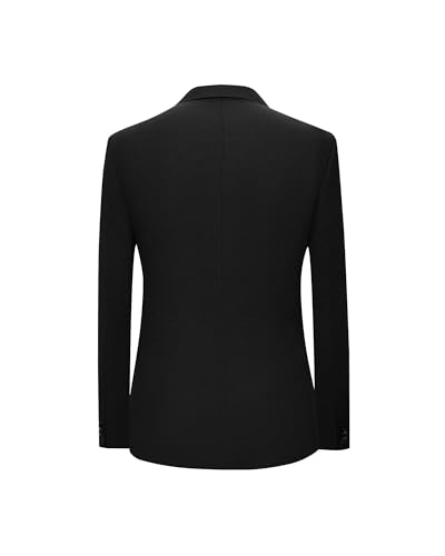 Mens Suit Jackets Classic Fit Wedding Suits Jacket 2 Button Solid Casual Sports Coat Lightweight Business Daily Blazer with Utility Pockets Black Size L4