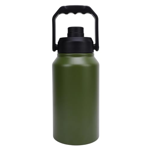 Riuulity Bottiglia di Aspirapolvere in Acciaio Inossidabile, Brocca Isolante 3L Mantiene Bevande Maniglia di Trasporto Freddo Caldo per Palestra da Campeggio Escursionistiche (Verde Oliva)
