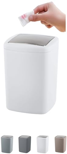 WK Barcelona Square Small Swing Waste/Bathroom/Table Top Bin (White, 3LTR)
