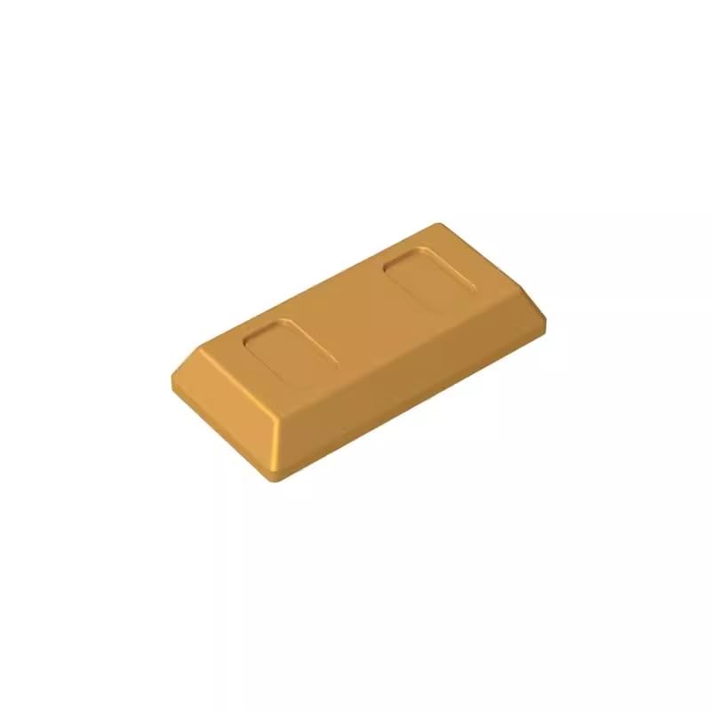 96910 Ornaments Tile Special 1x2 with Sloped Walls AKA Money/Gold Bar [Ingot] 50 Pieces GDS-1499 Compatible with Lego Building Blocks Color:Pearl Gold