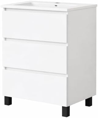 Baikal Mueble de Baño REN. Mueble MONTADO. 3 Cajones con Patas Ne...