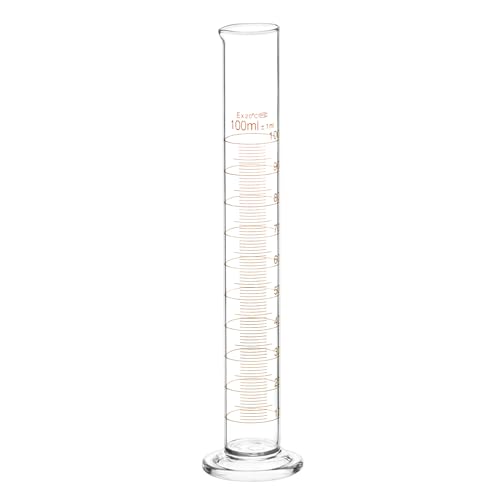 QWORK® Lot de 1 Éprouvette graduée en verre 100 ml, verre borosilicaté, paroi épaisse, lèvre...