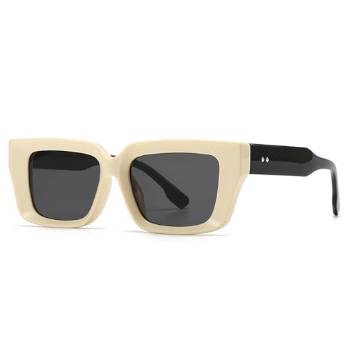 Fashion Square Sunglasses for Men Women Trendy Thick Frame Sun Glasses 90's Black Vintage Shades