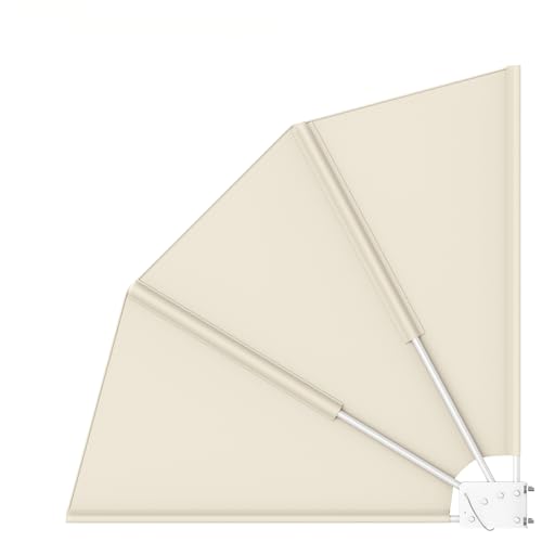 Balkonfächer 140x140 cm Sichtschutz Balkon Faltbar & Klappbar UV-beständig Doppelter Sicht- & Sonnenschutz Windschutz für Balkon Terrasse Garten Einfach Montage Beige