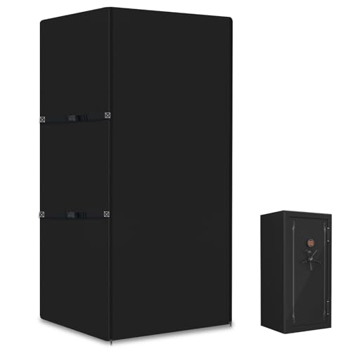 Gun Safe Cover Waterproof Heavy Duty 600D Oxford Gun Cabinet Cover, Dustproof Protective Cover for Large Rifle Safe, Indoor Outdoor Waterproof Gun Safe Protective cover (31''L x 26''W x 60''H)