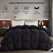 SNOWMAN Premium Down Comforter Queen Size, Luxurious All Season Duvet Insert with Cotton Blended Fabric, Pinch Pleat Design Hotel Bedding Comforter (Black,90"x90") - Image 2