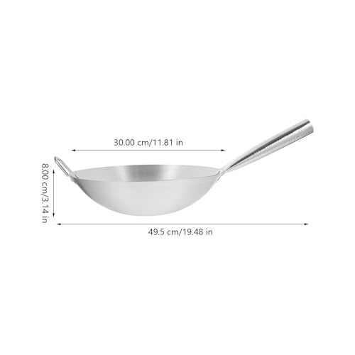Wok de acero inoxidable antiadherente 30cm mango largo miniatura 2