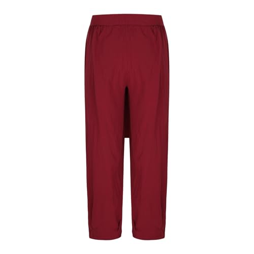 Mens Solid Color Linen Loose Pants, Fashion Vintage Tie-Up Beach Casual Pants Solid Color Wide Leg Trousers4