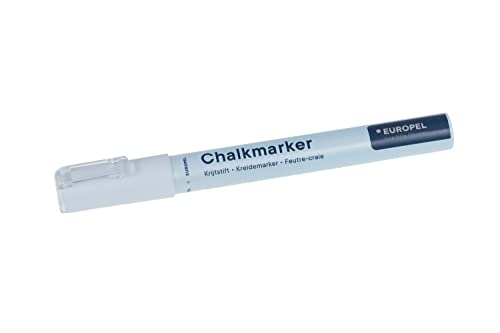 EUROPEL Marqueur Craie Blanc 3 mm, Marqueur Craie Liquide Pointe Réversible Ronde et Biseautée,...