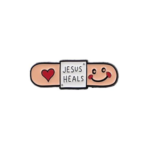 Jesus Heals Bandaid Enamel Pin - Christian Faith Brooch for Backpacks Jackets Hats and Bags - Gift for Christians and Mental Health Supporters