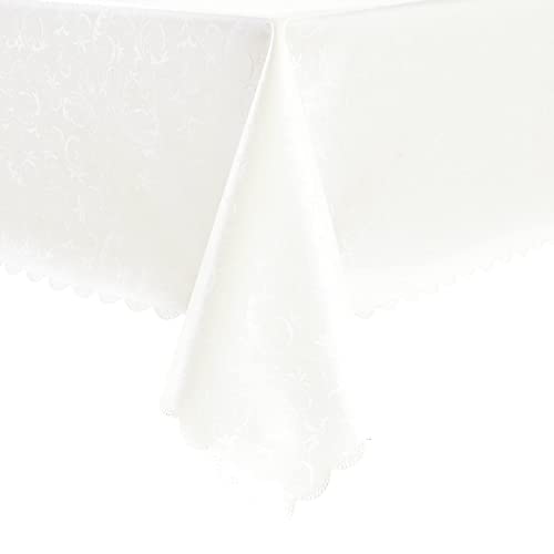 Image of Romanstile Waterproof Vinyl Tablecloth Rectangle, 54 x 78 Inch, Flower White
