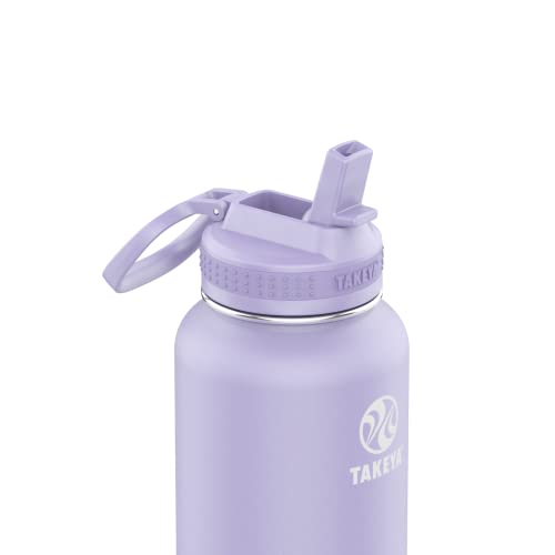 Image of Takeya 32 oz Actives Stainless Steel Water Bottle with Straw Lid - Leakproof, Double-Wall Insulated, Keeps Drinks Cold 24 hrs /Hot 12 hrs, BPA-Free, Powder-Coated, Gym & Travel, Lavender Field