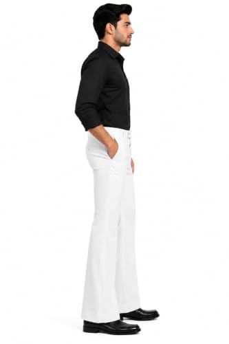 Image of Men's Formal Bootcut Pants | Stretchable Trousers | High Rise Flared Fit Pants | Office & Formal & Casual Wear (Black /White)