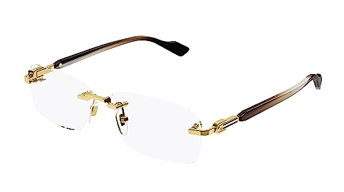 Gucci GG1221O 002 Gold Rectangular Men's Eyeglasses